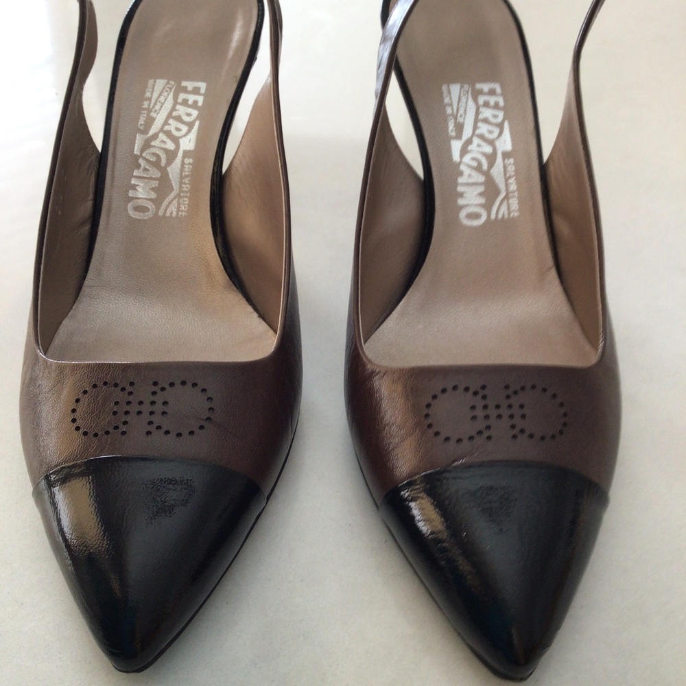 Ferragamo heels, size 8 1/2 medium, brown